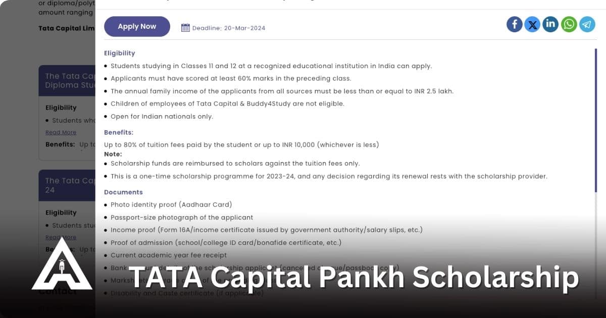 Tata Capital Pankh Scholarship 2024 Online Apply Kaise Kare